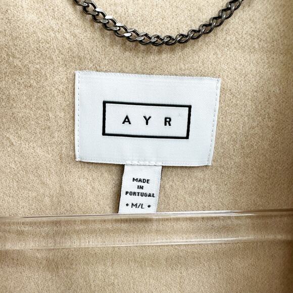 AYR The Robe Jacket Coat Tan Camel Shawl Collar Wool Blend Longline Medium - Picture 6 of 11